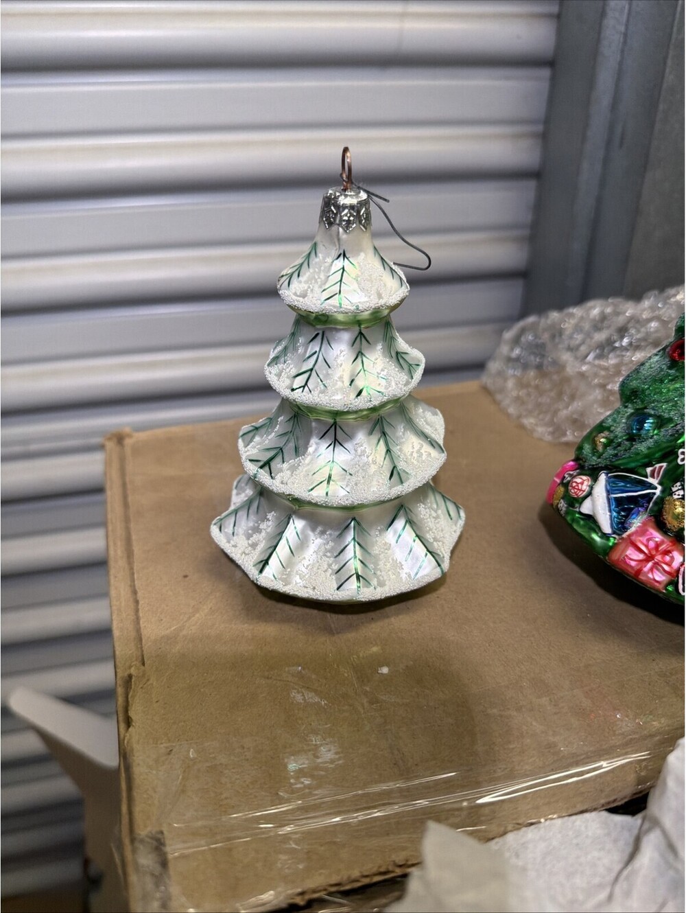 Christopher Radko Christmas Tree Ornament Frosted Snow Green Pine Decor